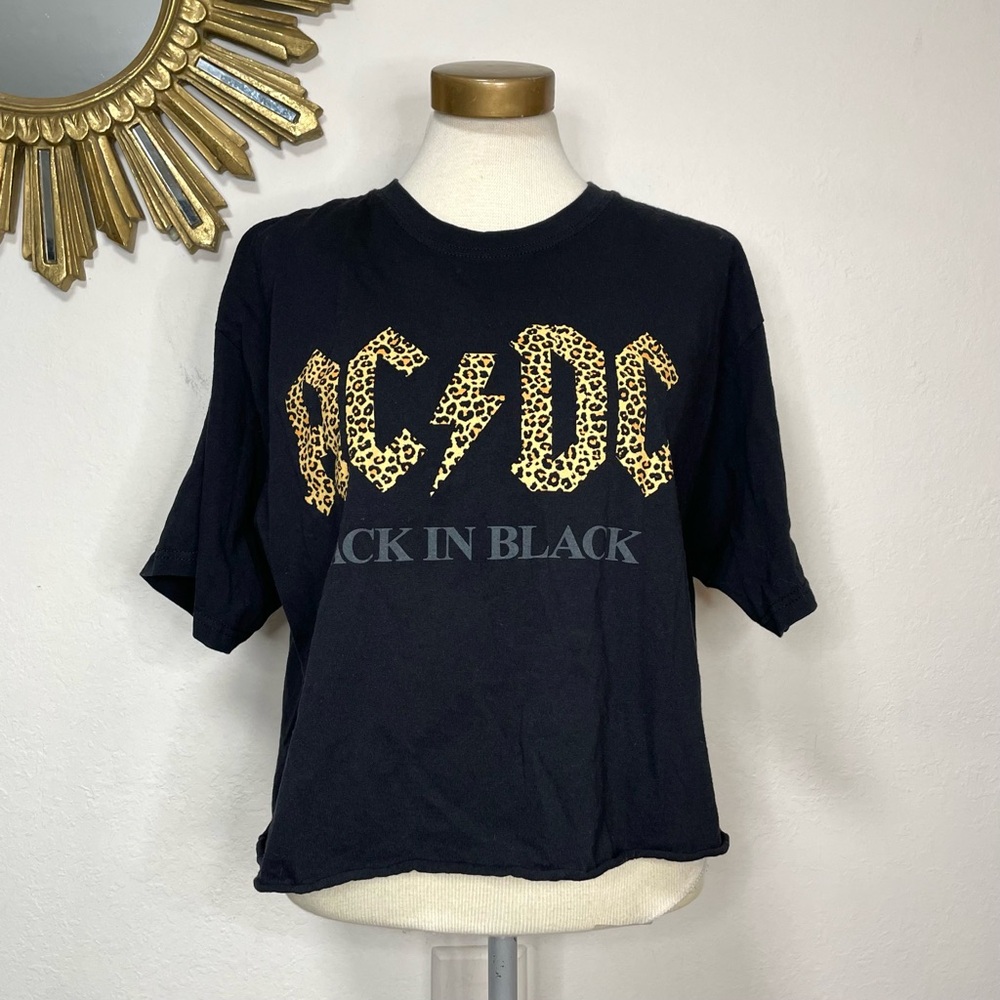 AC/DC Back In Black Crop Tee Shirt